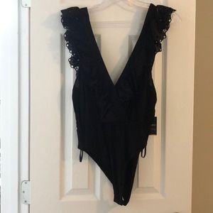 Black ruffle bodysuit